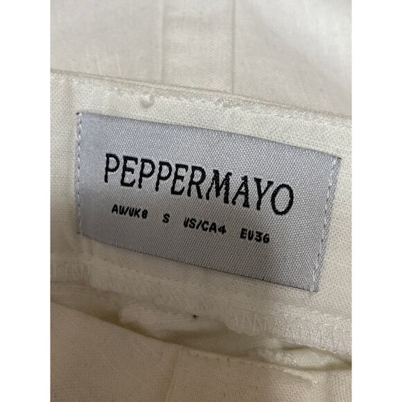 Peppermayo Women's White Y2K Mid Waist Linen A Line Micro Mini Skirt Size S - Picture 4 of 5